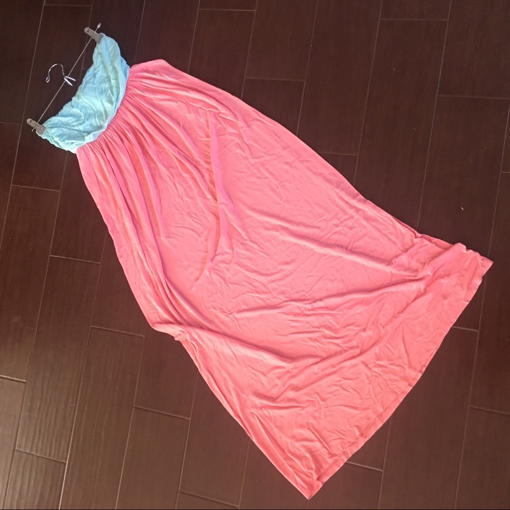 Mint and Pink Strapless Maxi (m)
